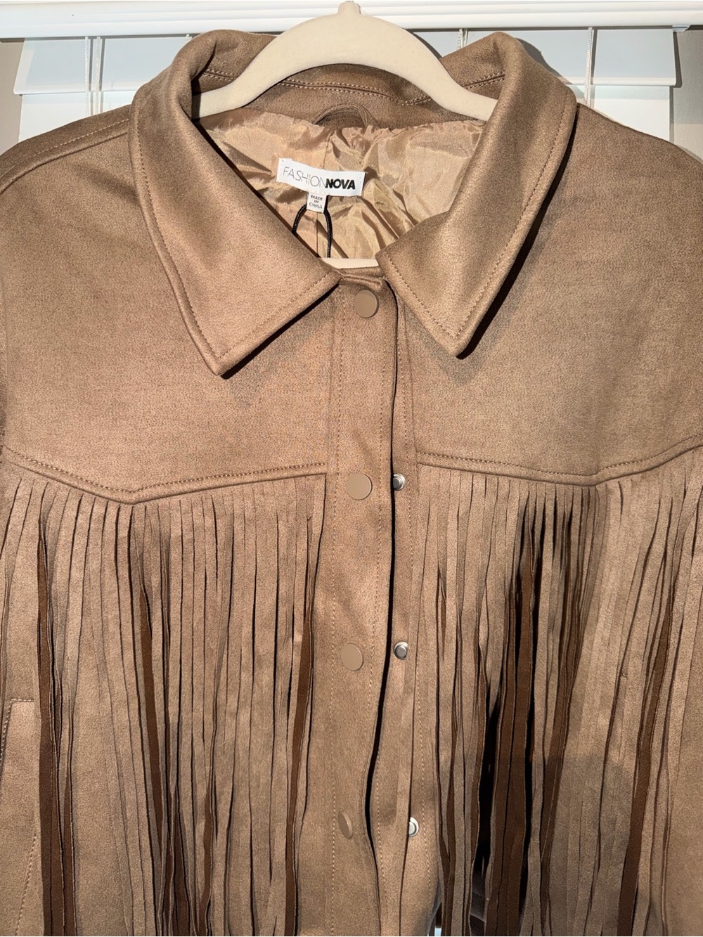 Fashion Nova Brown Fringe-Trim Suede Mini Skirt SET - Picture 5 of 8